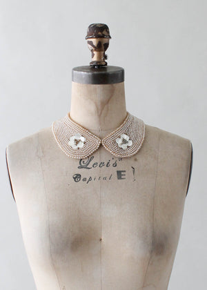 Vintage 1950s Pearl and Flower Beaded Sweater Collar
