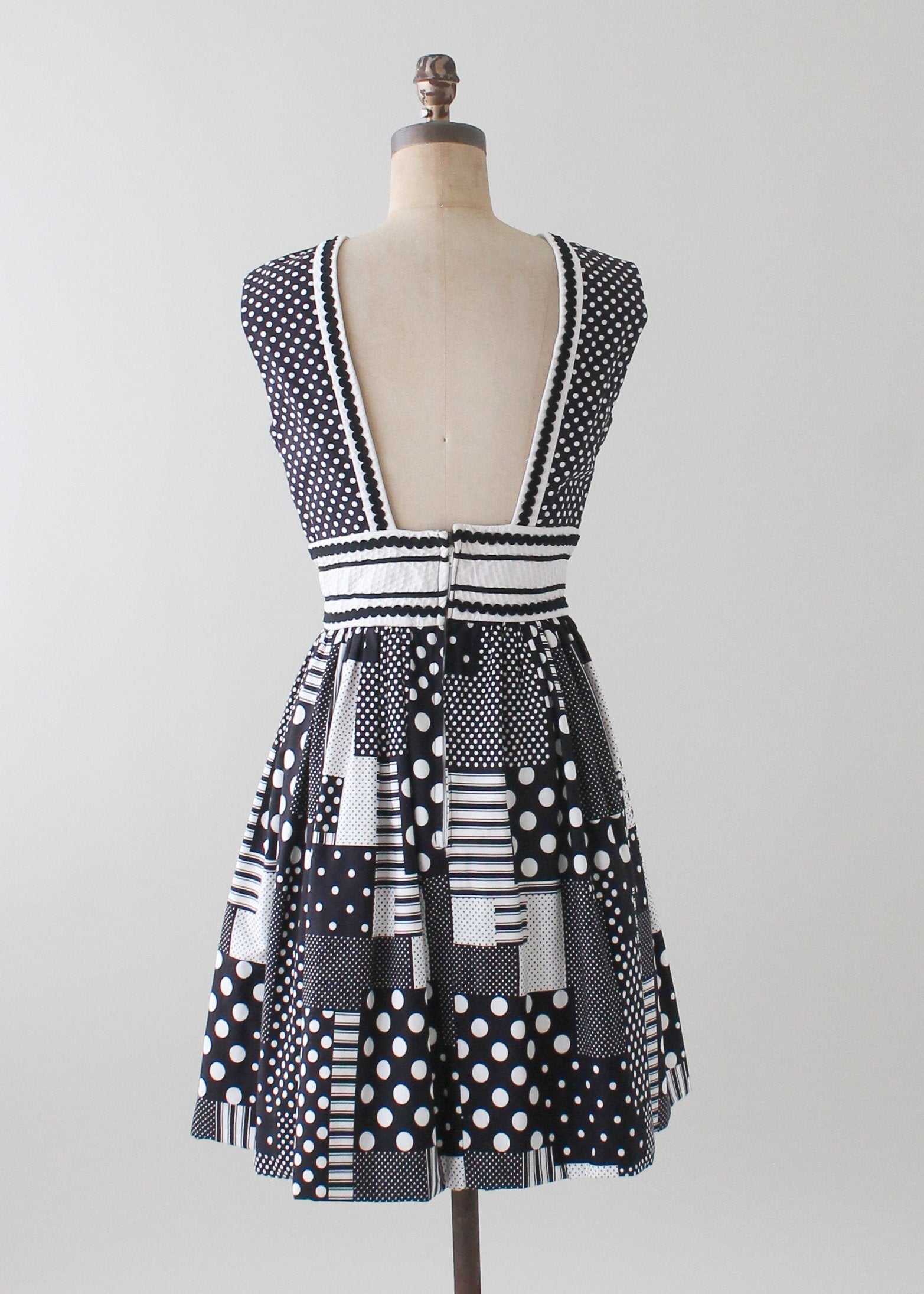 Vintage 1960s Black and White Patchwork Dress - Raleigh Vintage Vintage 1960s Black and White Patchwork Dress - Raleigh Vintage