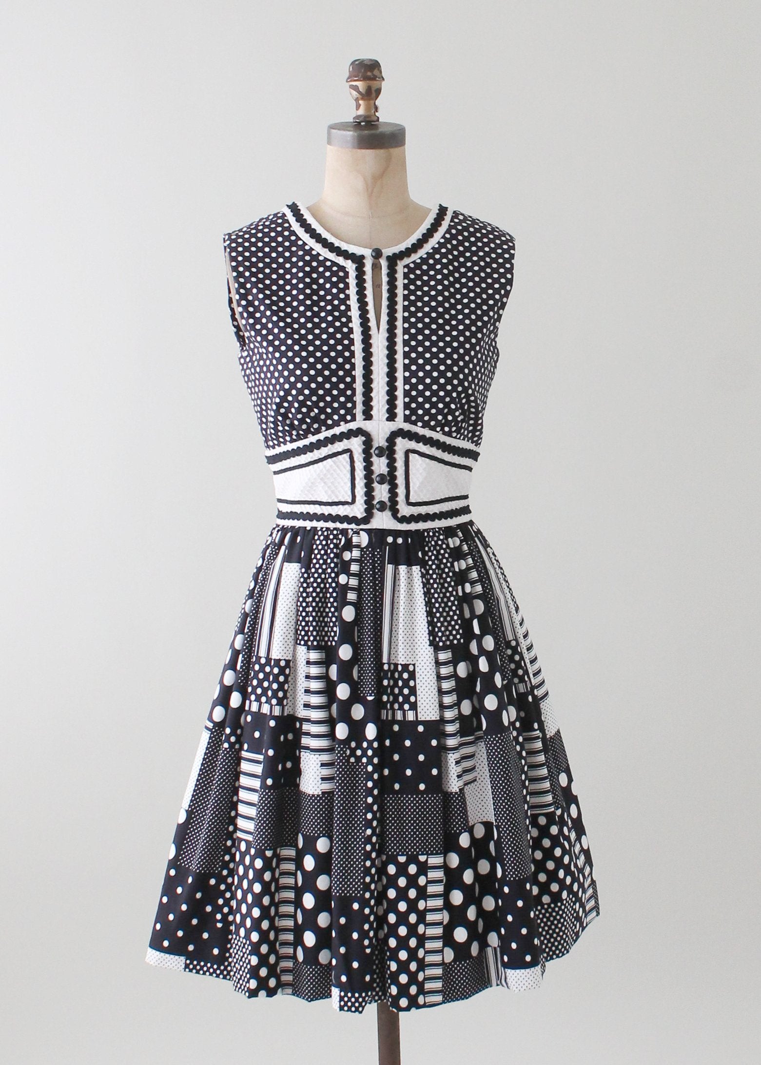 Vintage 1960s Black and White Patchwork Dress - Raleigh Vintage Vintage 1960s Black and White Patchwork Dress - Raleigh Vintage