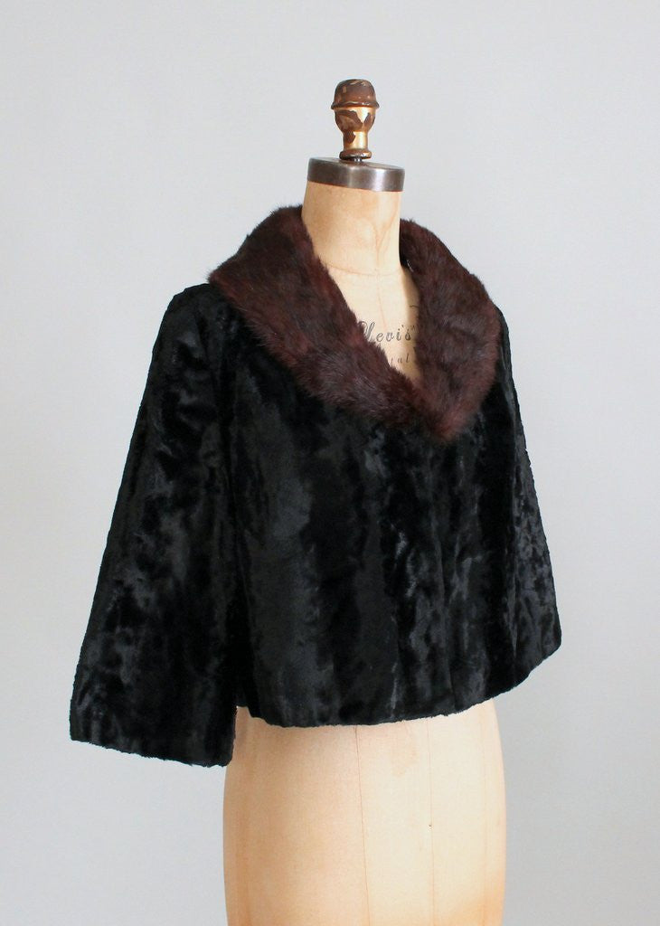 Vintage 1960s Fur Collar Cropped Evening Jacket