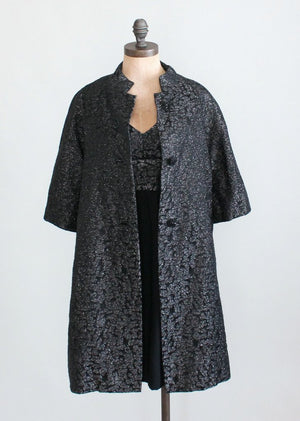 Vintage 1960s Black Lurex and Crepe Party Dress and Matching Coat