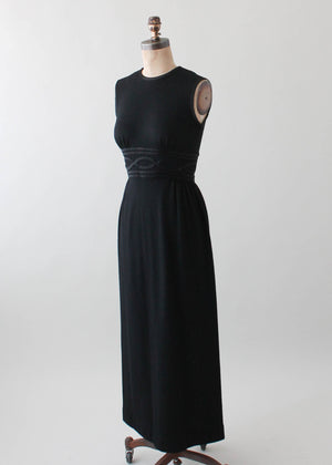 Vintage 1960s Black Wool Column Dress