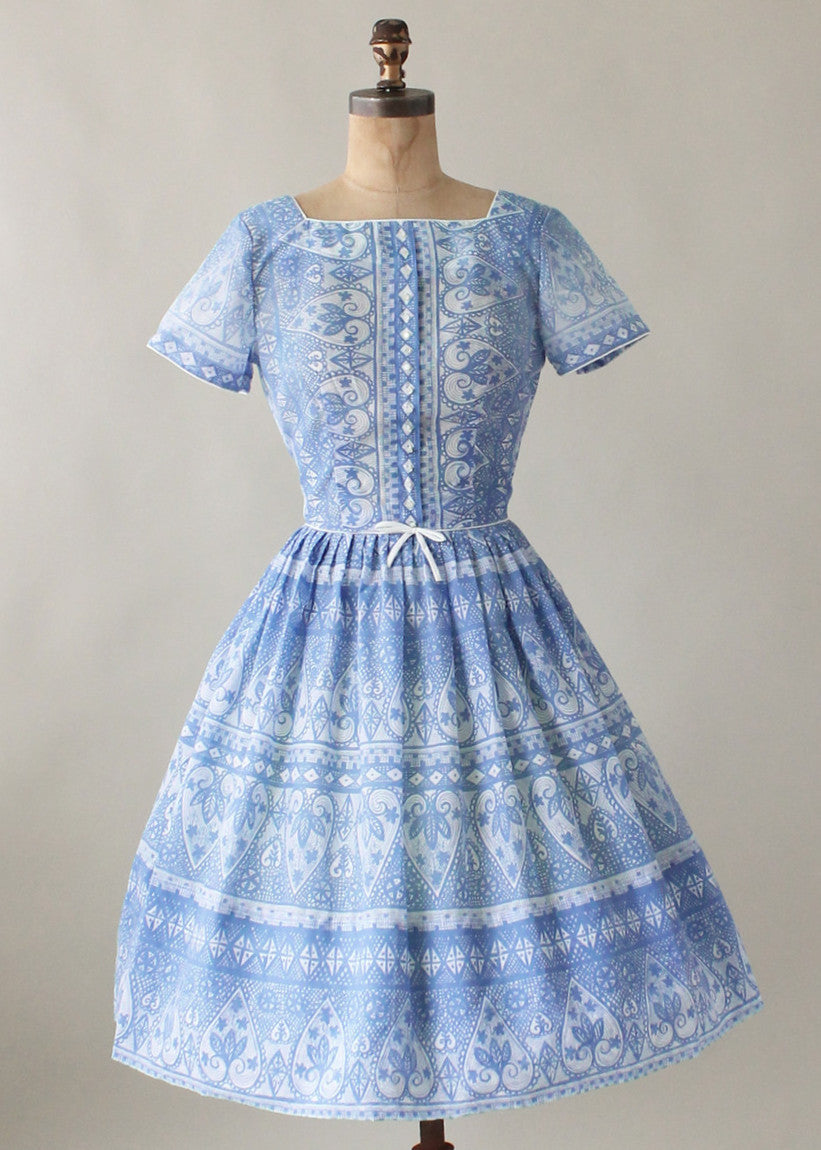 Blue and sales white vintage dress