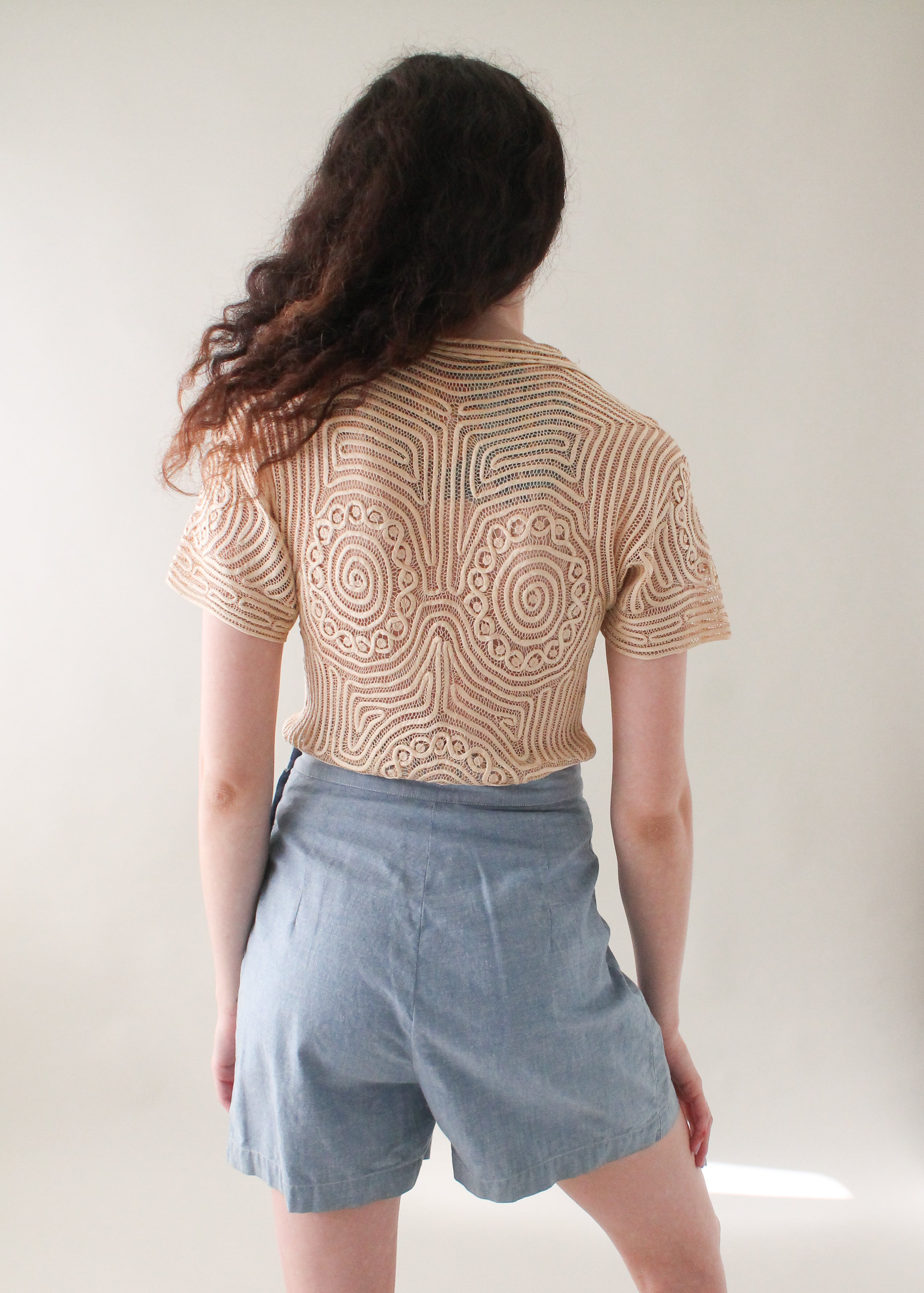 Vintage 1960s Wide Leg Chambray Shorts