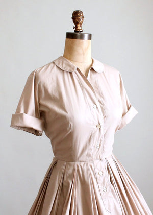 Vintage 1960s Classic Latte Shirt Dress