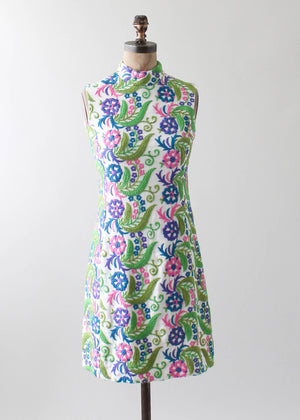 Vintage 1960s Crewel Embroidered Day Dress