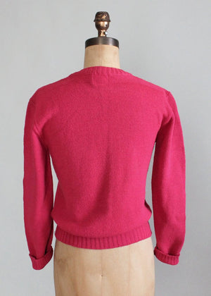 Vintage 1960s Vibrant Pink Crewneck Sweater Deadstock