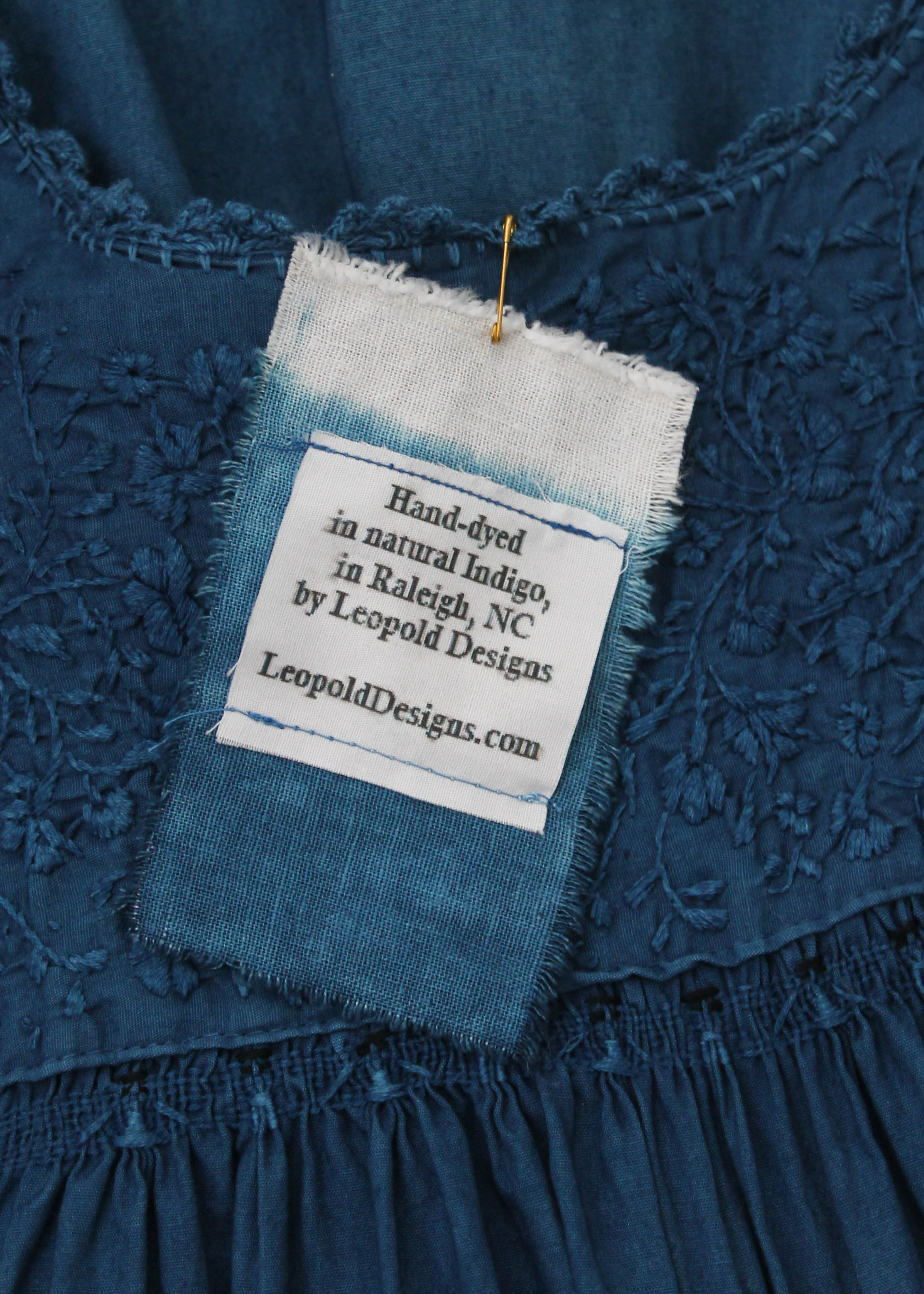 Vintage 1960s Indigo Dyed Embroidered Mexican Dress
