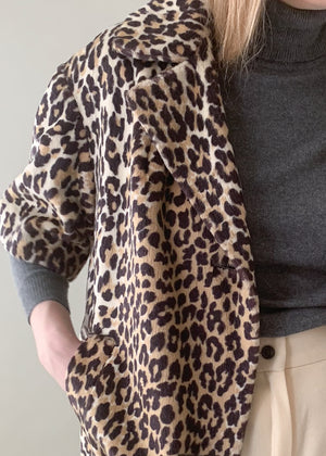Vintage 1960s Faux Fur Leopard Print Jacket