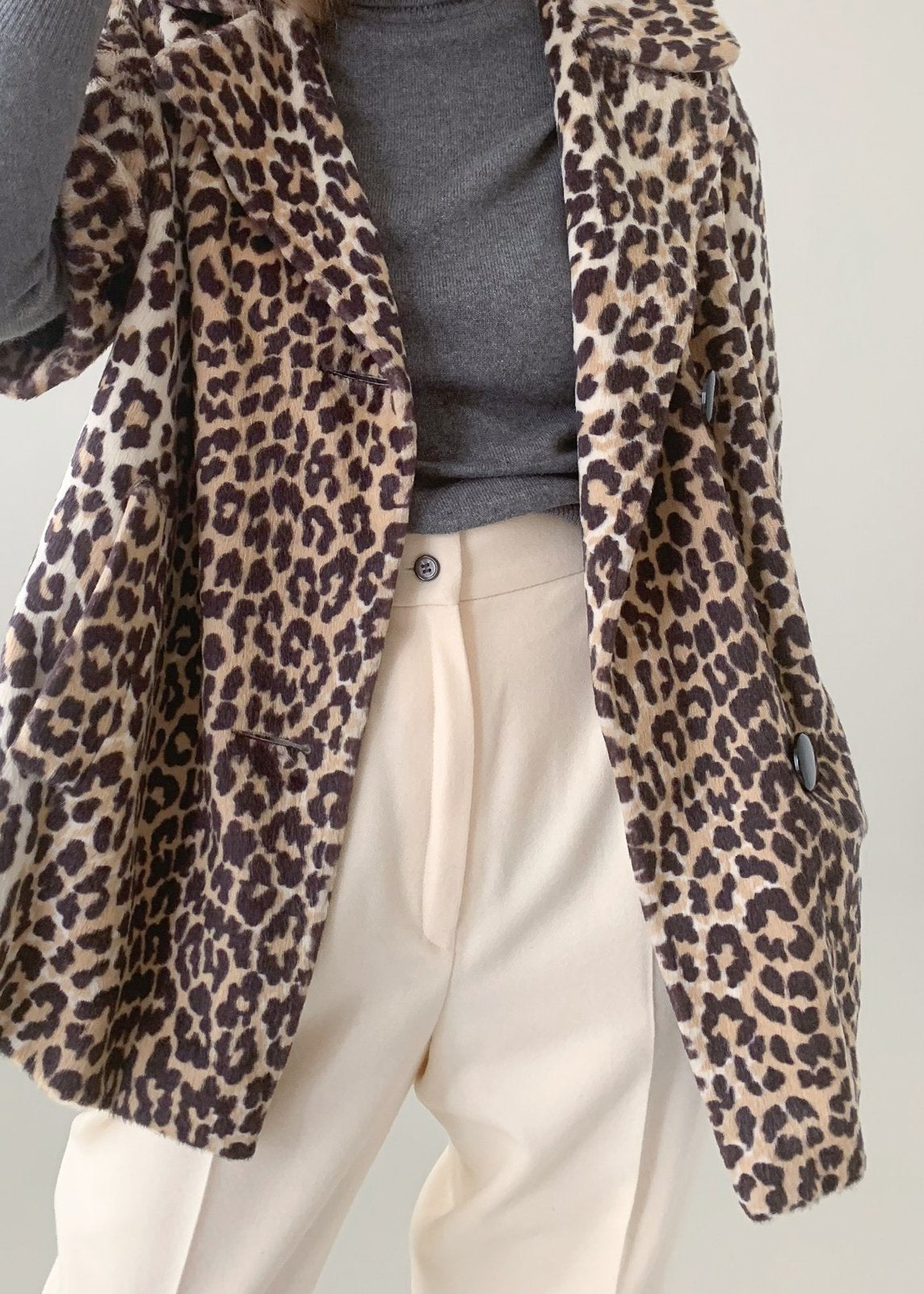 Vintage 1960s Faux Fur Leopard Print Jacket