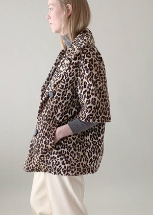 Vintage 1960s Faux Fur Leopard Print Jacket