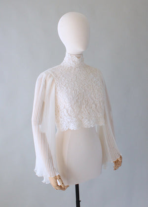 Vintage 1960s Lace Butterfly Sleeve Blouse