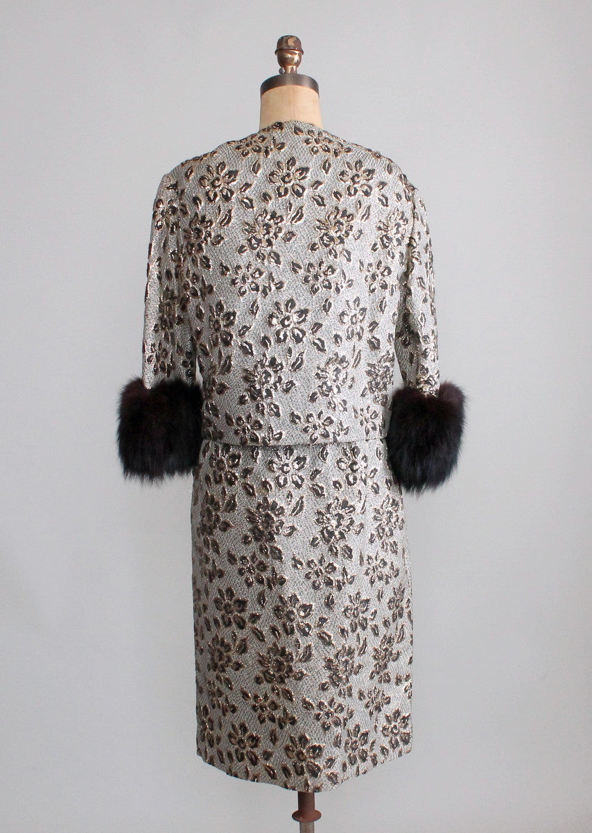 Vintage 1960s Metallic Brocade Jacket and Skirt Suit