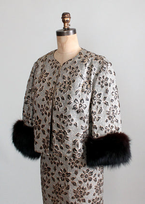 Vintage 1960s Metallic Brocade Jacket and Skirt Suit