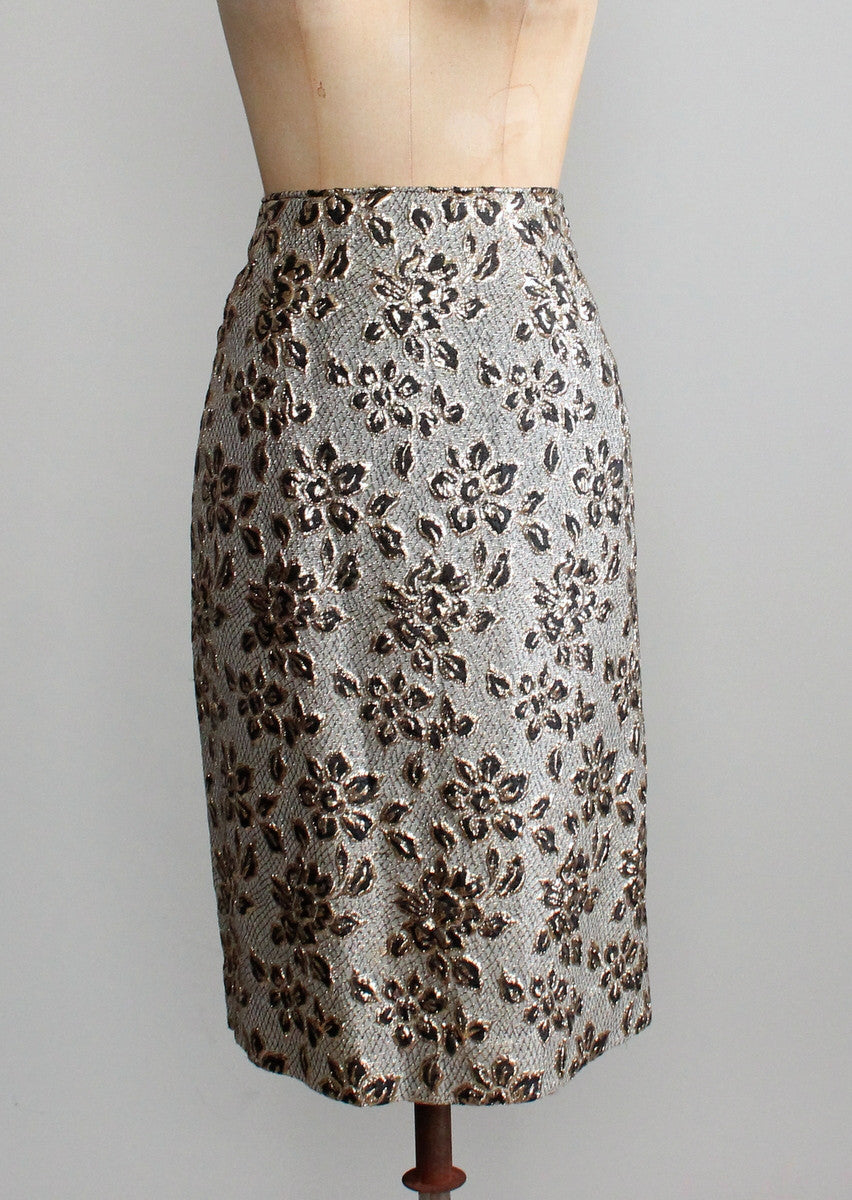 Vintage 1960s Metallic Brocade Jacket and Skirt Suit