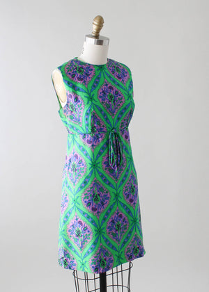 Vintage 1960s Silk Print MOD Mini Dress