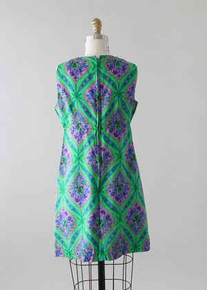 Vintage 1960s Silk Print MOD Mini Dress