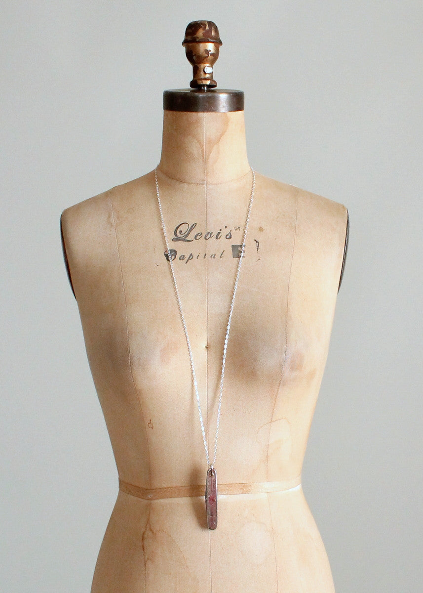 Vintage 1960s Silver Pocket Knife Pendant Necklace