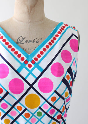 Vintage 1960s Bright Dots Cotton Maxi Dress