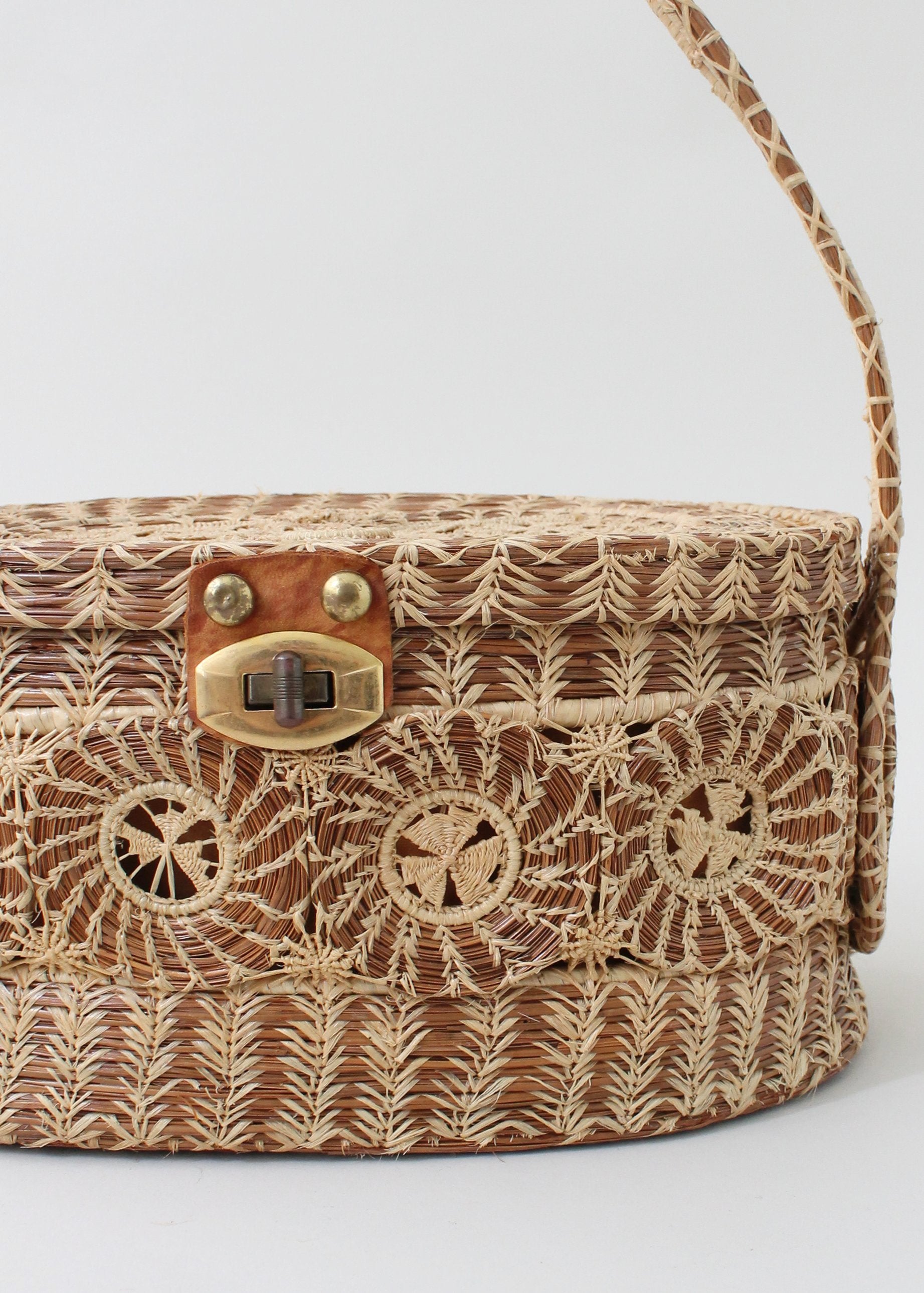 Vintage 1960s Woven Straw Basket Purse