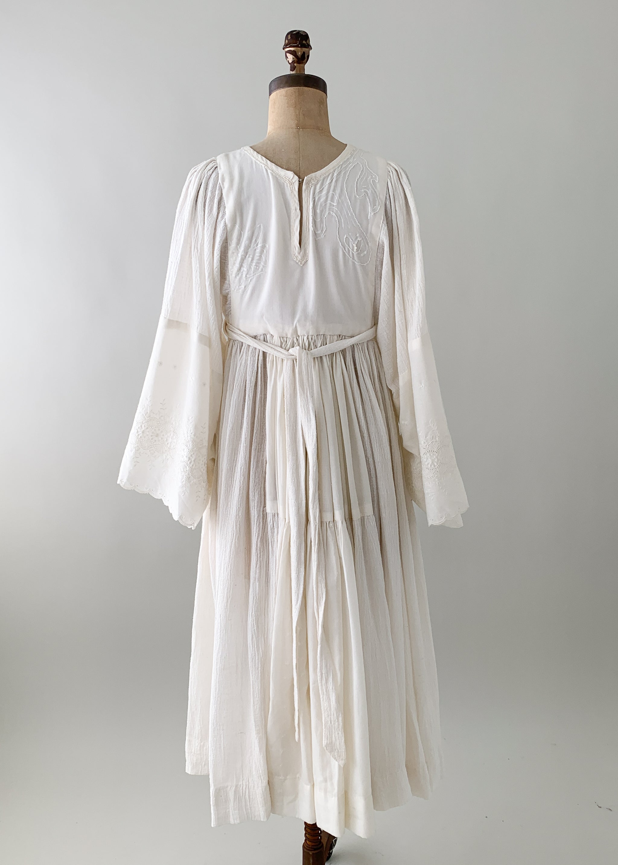 Vintage 1960s Beaded Bell Sleeve Gauze Dress - Raleigh Vintage Vintage 1960s Beaded Bell Sleeve Gauze Dress - Raleigh Vintage