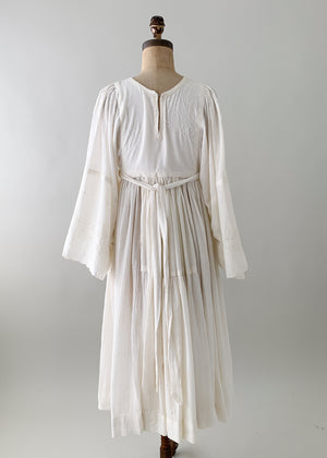 Vintage 1960s Beaded Bell Sleeve Gauze Dress