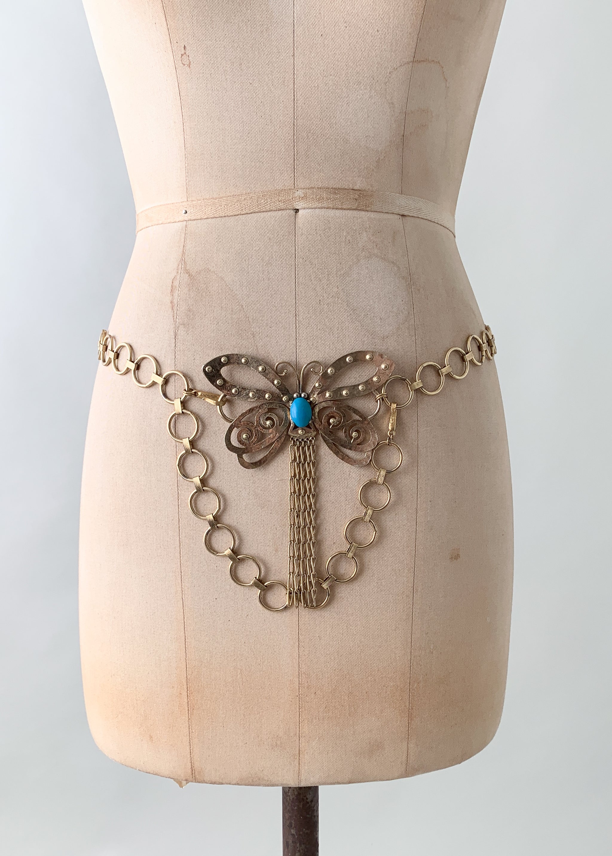Waist Belt Vintage Butterfly Belt Vintage 1960s Butterfly Chain