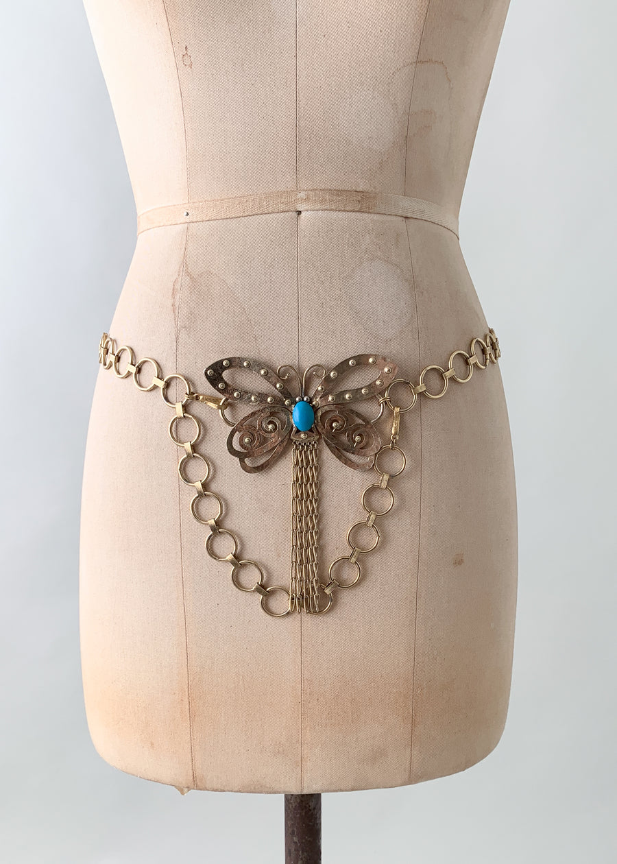 Vintage 1960s Butterfly Chain Belt or Necklace