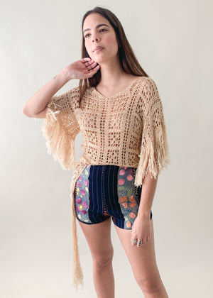 Vintage 1960s Mexican Embroidered Cotton Shorts