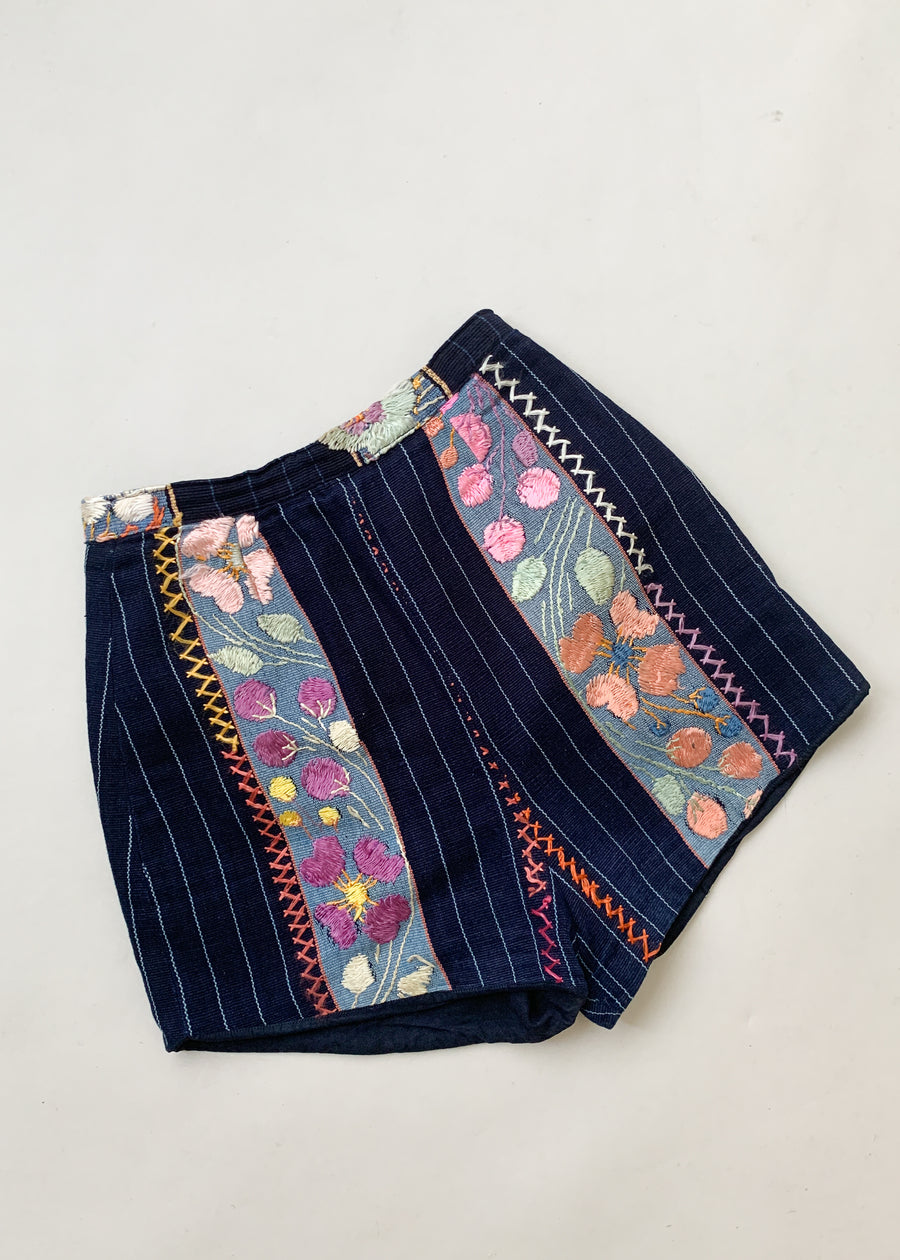 Vintage 1960s Mexican Embroidered Cotton Shorts