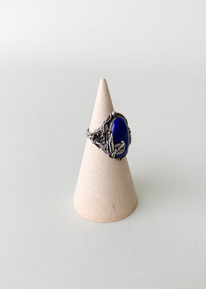 Vintage 1960s Sterling and Lapis Ring