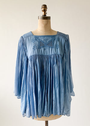 Vintage 1960s Sky Blue Pleated Top