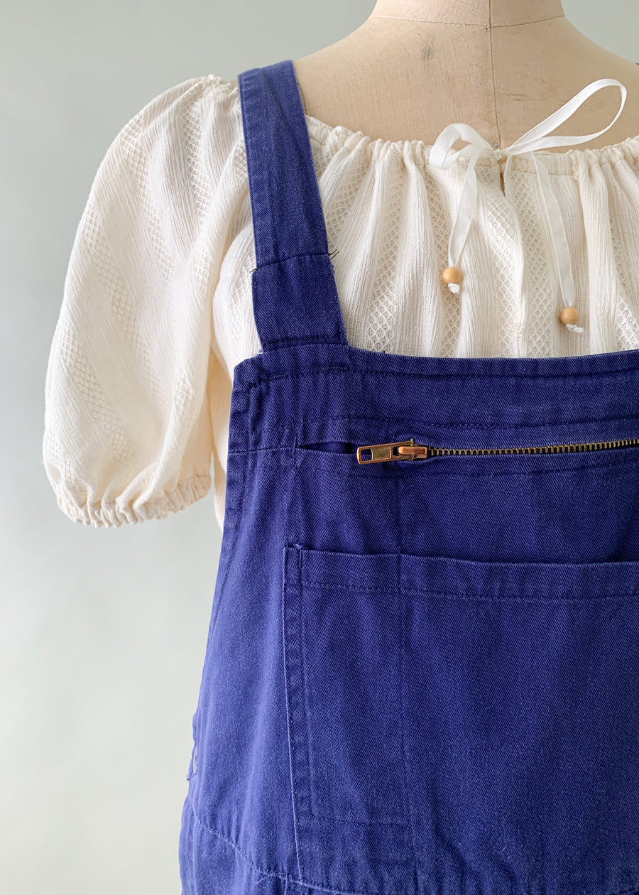 Vintage 1970s Indigo French Workwear Overalls