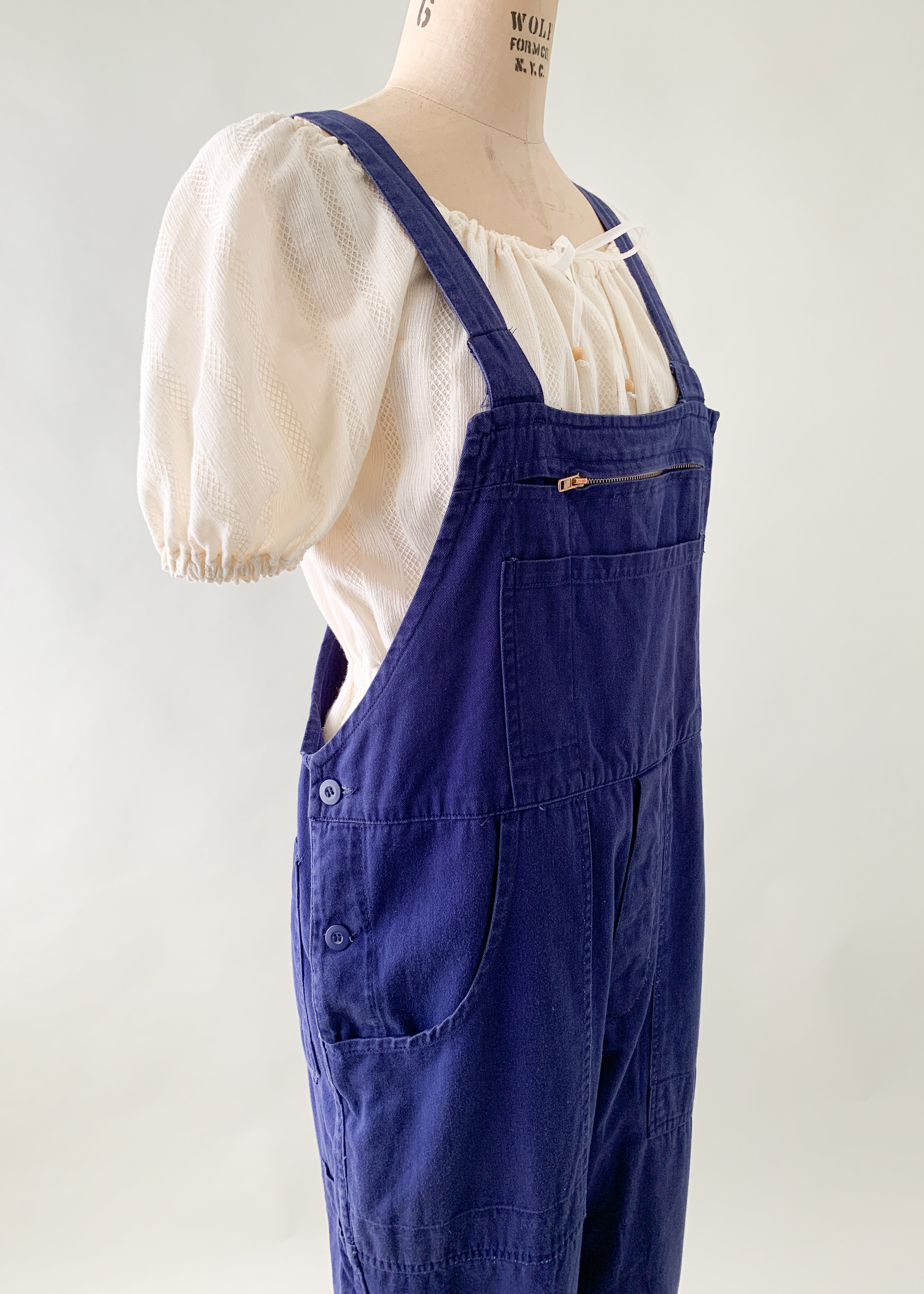Vintage 1970s Indigo French Workwear Overalls