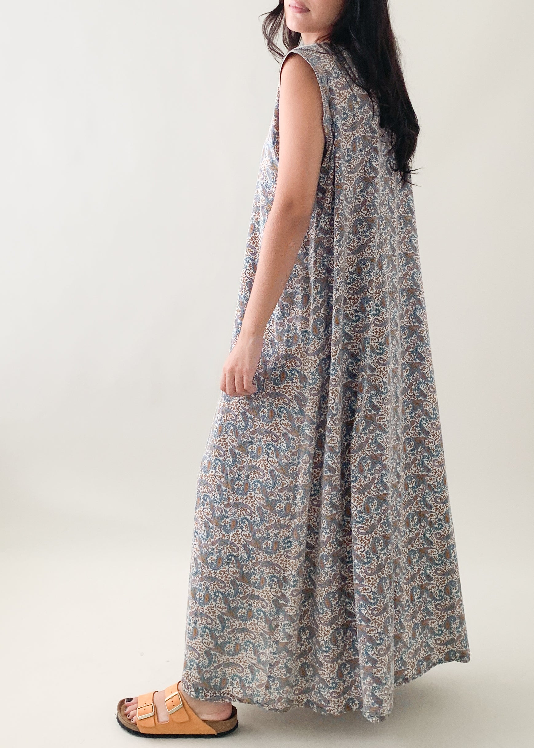 Vintage 1970s Indian Block Print Cotton Dress