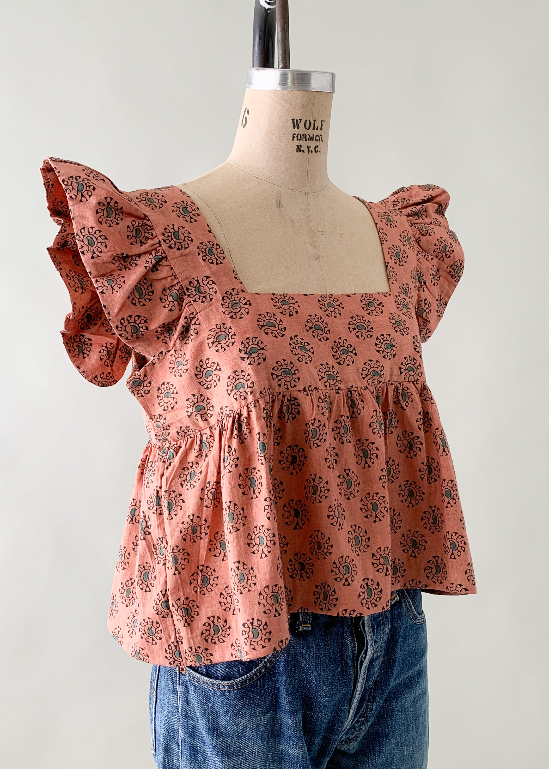 Vintage 1970s Indian Cotton Ruffle Top