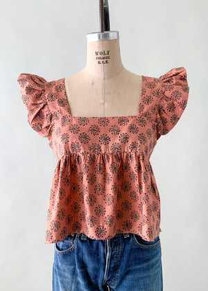 Vintage 1970s Indian Cotton Ruffle Top