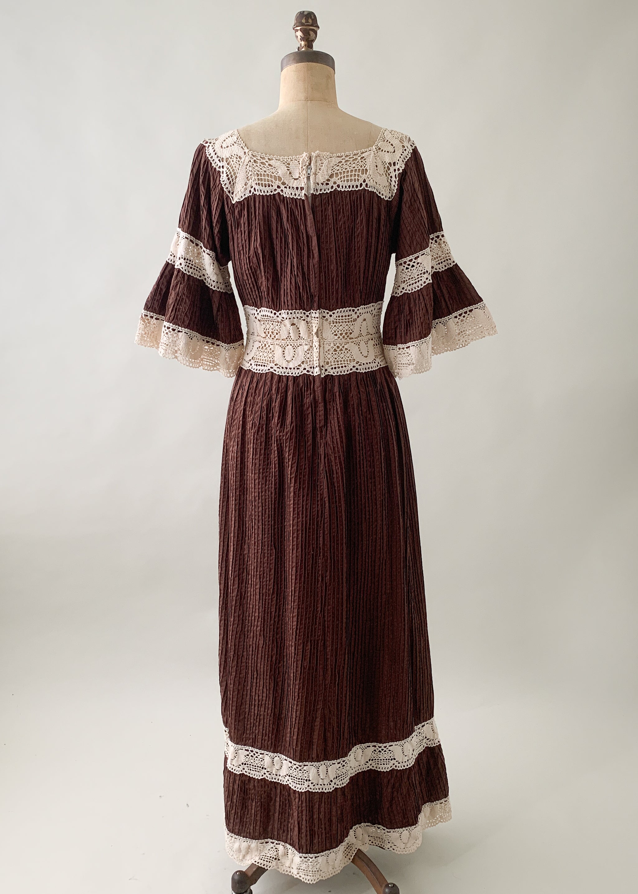 Vintage 1970s Mexican Cotton and Lace Maxi Dress - Raleigh Vintage Vintage 1970s Mexican Cotton and Lace Maxi Dress - Raleigh Vintage