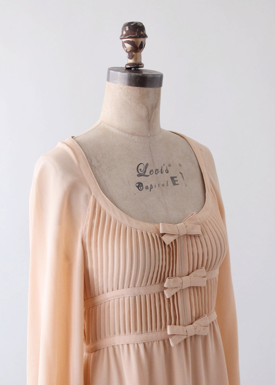 Vintage 1970s Albert Nipon Nude Silk Dress