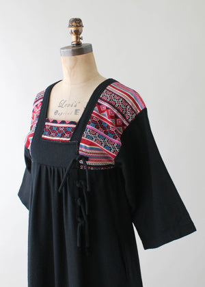 Vintage 1970s Asian Style Wool Blend Dress