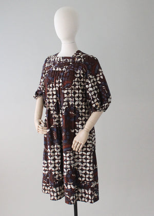 Vintage 1970s Batik Cotton Dress