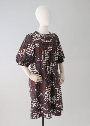 Vintage 1970s Batik Cotton Dress