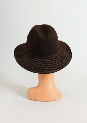 Vintage 1970s Betmar Brown Wool Felt Fedora Hat
