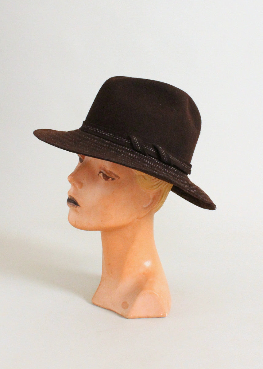 Vintage 1970s Betmar Brown Wool Felt Fedora Hat