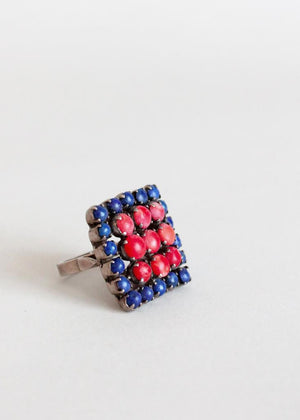 Vintage 1970s Square Stone Statement Ring