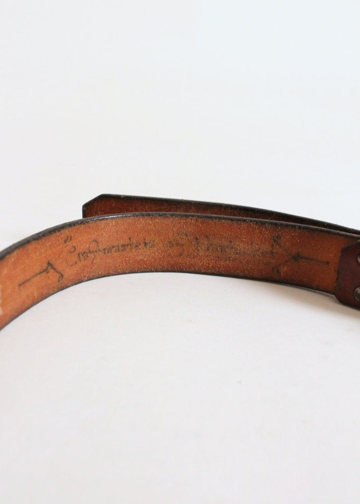 Vintage 1970s Craftmasters of Nantucket Scrimshaw Butterfly Belt