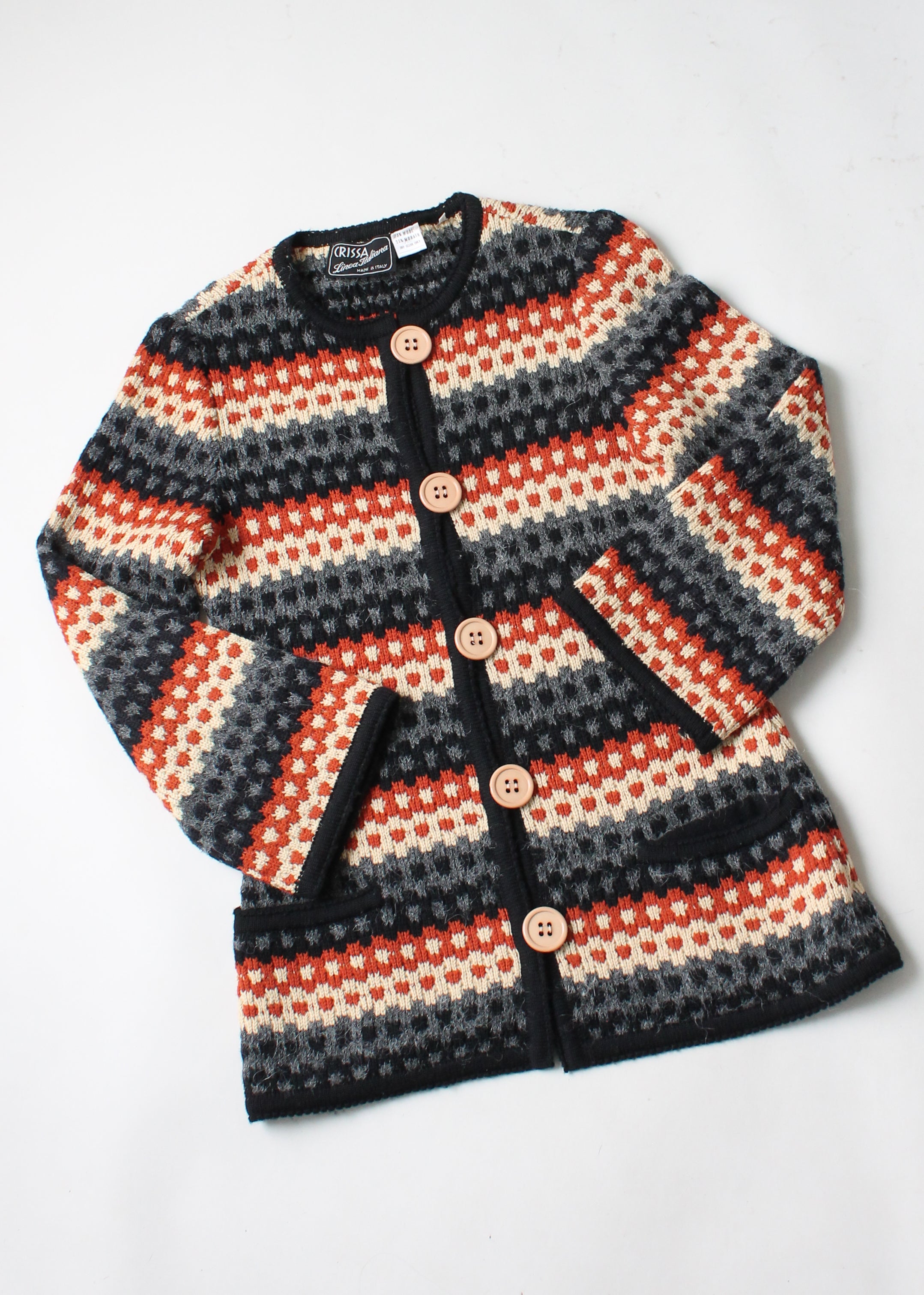 Vintage 1970s Crissa Italian Knit Cardigan