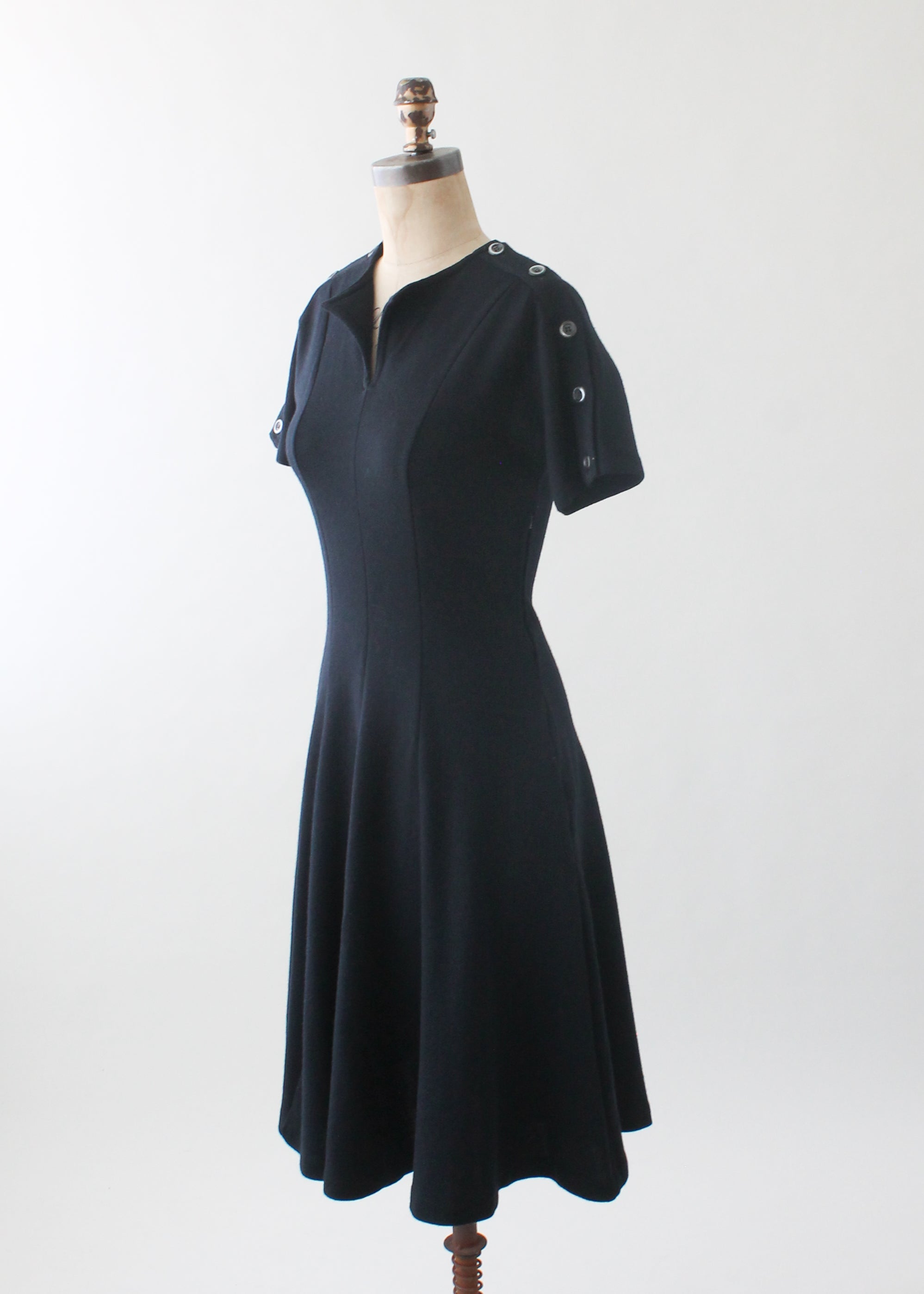 Vintage 1970s Crissa Italian Knit Little Black Dress