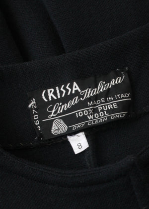 Vintage 1970s Crissa Italian Knit Little Black Dress