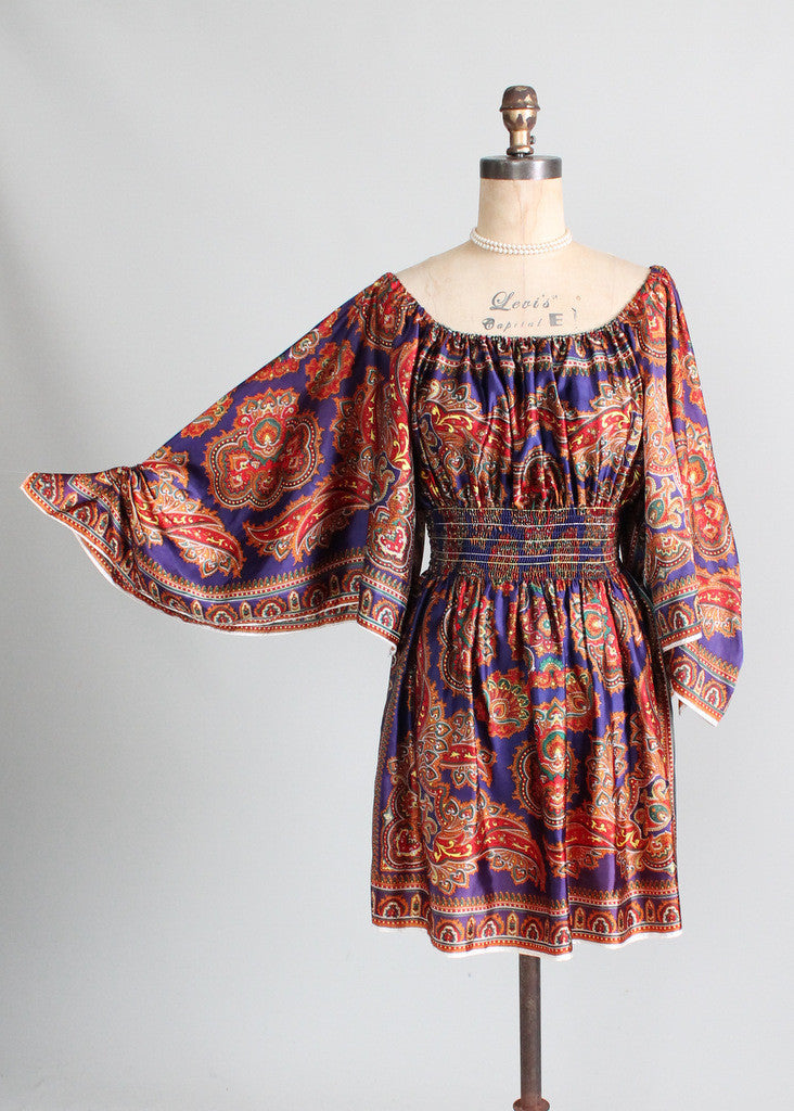 Vintage 1970s David Edden Butterfly Sleeve Mini Dress - Raleigh Vintage Vintage 1970s David Edden Butterfly Sleeve Mini Dress - Raleigh Vintage
